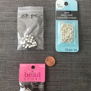 SILVER METAL SQUARE BEADS/Misc Jewelry Art Supply